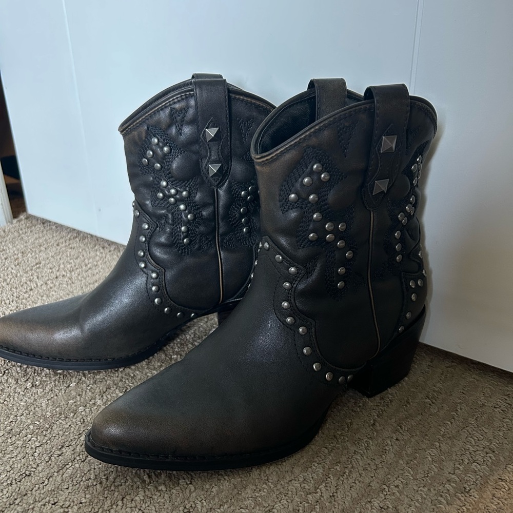 Embellished Dark Ankle Booties
